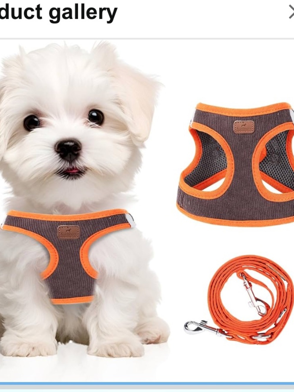XipDoger Orange & Brown Puppy Harness with Matching Leash - size XXS